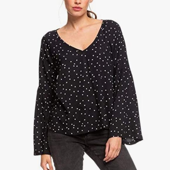 Roxy Polka Dot Bell Sleeve Top - Picture 1 of 8